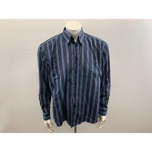 Modango Men's Large Casual Button Down Shirt Blue